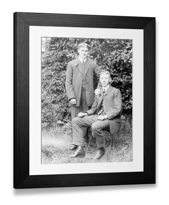 Framed Print : Two brothers in a garden, Mid Wales Framed Print : Two brothers in a garden, Mid Wales