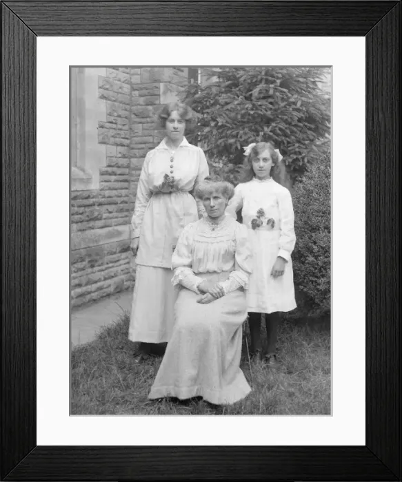 Framed Print : Three Edwardian women in a garden, Mid Wales Framed Print : Three Edwardian women in a garden, Mid Wales