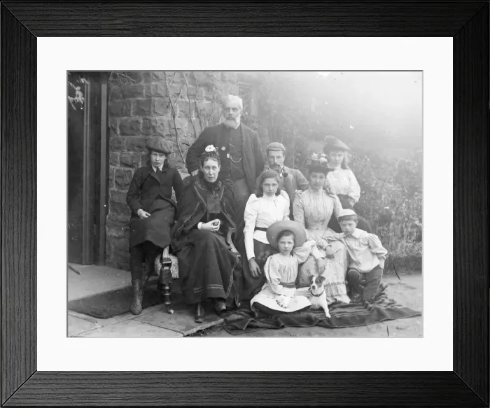 Framed Print : Edwardian family group outside house, Mid Wales Framed Print : Edwardian family group outside house, Mid Wales
