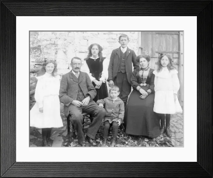Framed Print : Edwardian family group outside house, Mid Wales Framed Print : Edwardian family group outside house, Mid Wales