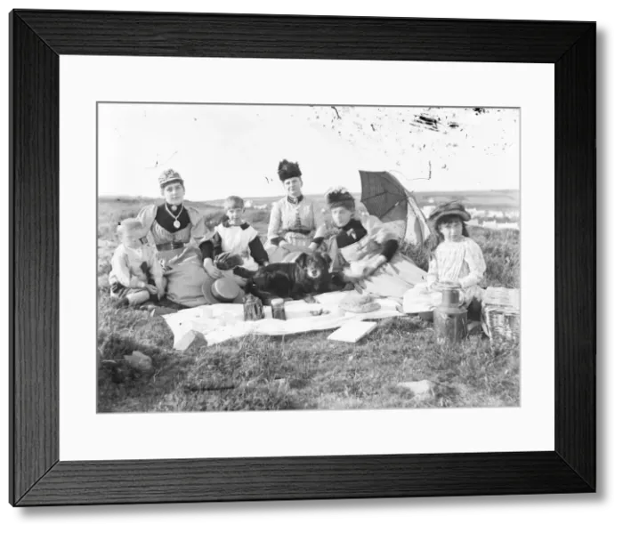 Framed Print : Edwardian group enjoying a picnic Framed Print : Edwardian group enjoying a picnic