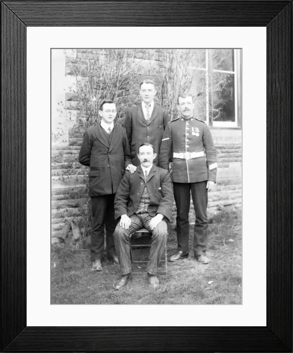 Framed Print : Father and sons, one in uniform, First World War Framed Print : Father and sons, one in uniform, First World War