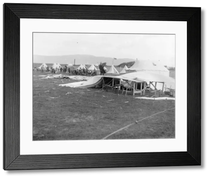 Framed Print : Scene on a shooting range, with collapsed tent Framed Print : Scene on a shooting range, with collapsed tent