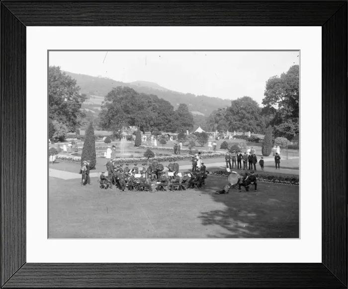 Framed Print : Military band at a country house, Crickhowell, Mid Wales Framed Print : Military band at a country house, Crickhowell, Mid Wales