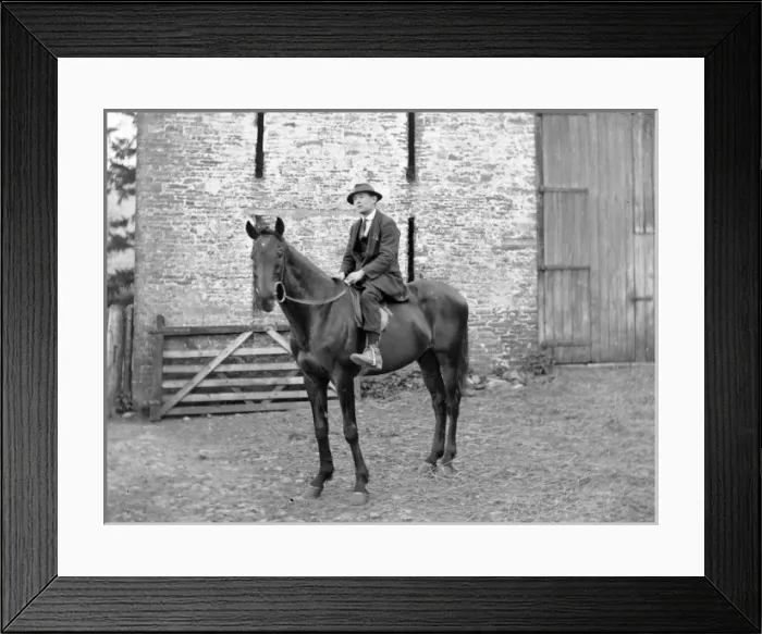 Framed Print : Gentleman riding a stallion, Mid Wales Framed Print : Gentleman riding a stallion, Mid Wales