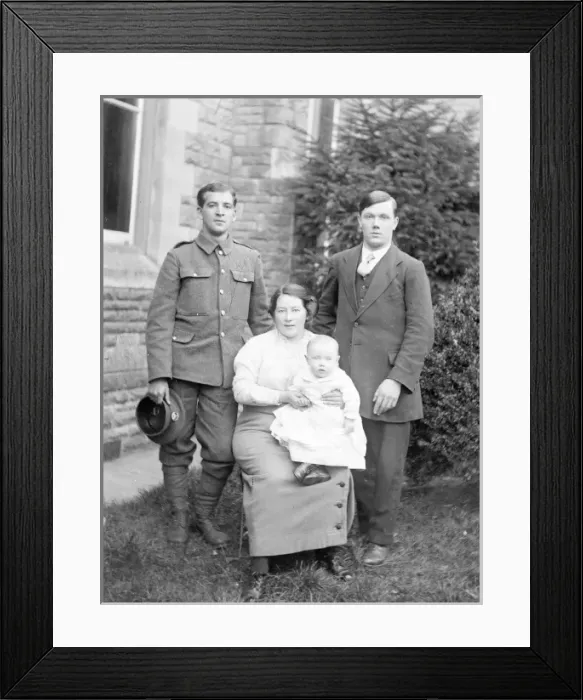 Framed Print : Family group with man in uniform, First World War Framed Print : Family group with man in uniform, First World War
