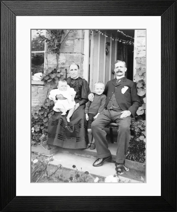 Framed Print : Proud grandparents with two children, Mid Wales Framed Print : Proud grandparents with two children, Mid Wales
