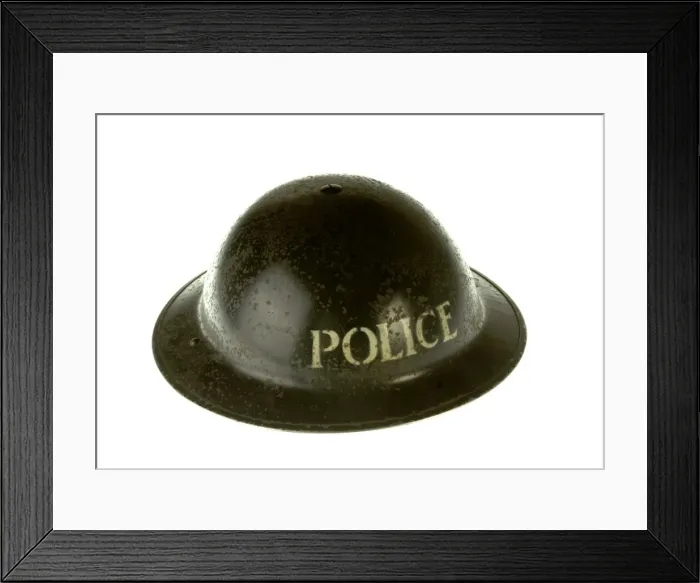 Framed Print : Metropolitan Police tin helmet Framed Print : Metropolitan Police tin helmet