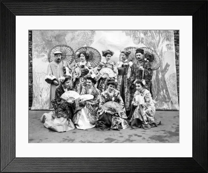 Framed Print : Edwardian performers in oriental costume, Mid Wales Framed Print : Edwardian performers in oriental costume, Mid Wales