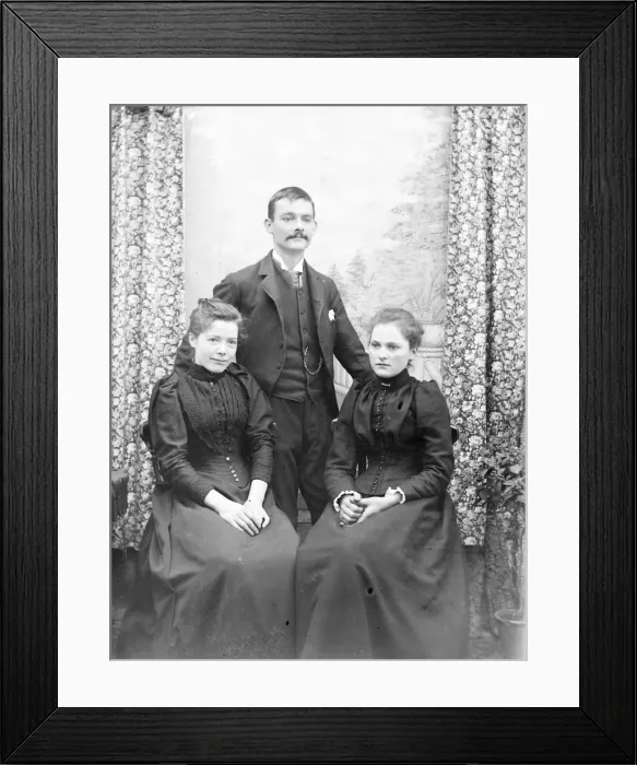 Framed Print : Family photo, man and two women, Mid Wales Framed Print : Family photo, man and two women, Mid Wales