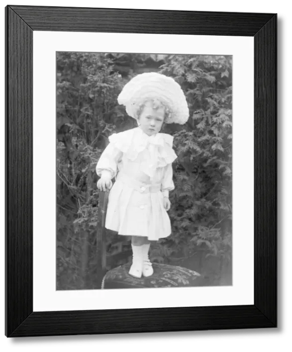 Framed Print : Little Edwardian girl in a huge hat, Mid Wales Framed Print : Little Edwardian girl in a huge hat, Mid Wales
