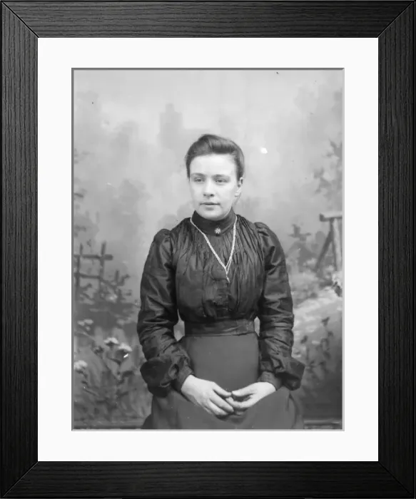Framed Print : Young Edwardian woman in studio photo, Mid Wales Framed Print : Young Edwardian woman in studio photo, Mid Wales