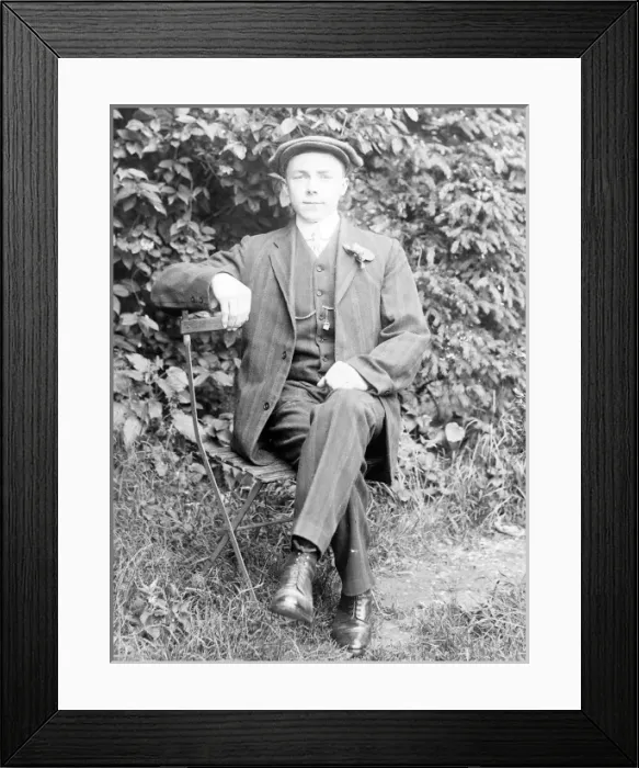 Framed Print : Dapper young man in a garden, Mid Wales Framed Print : Dapper young man in a garden, Mid Wales