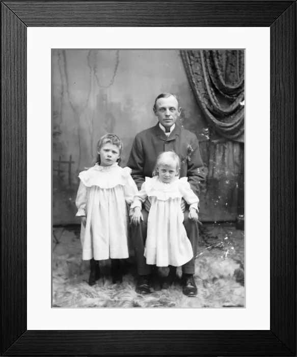 Framed Print : Father with two daughters, Mid Wales Framed Print : Father with two daughters, Mid Wales