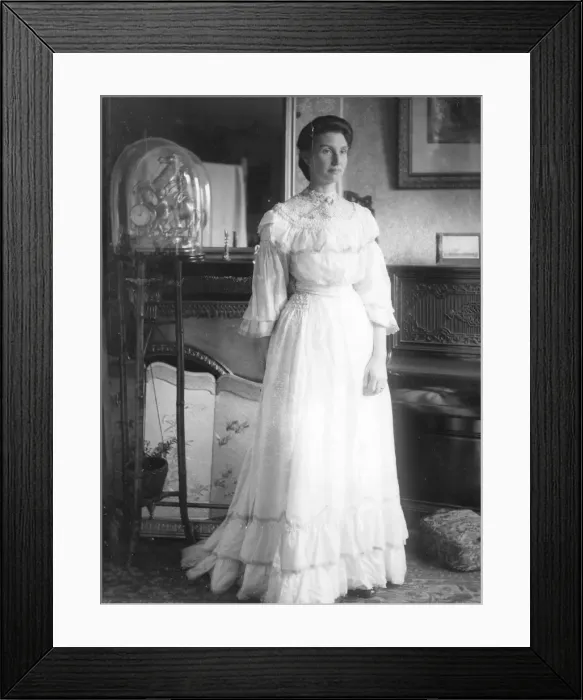 Framed Print : Elegant lady in a country house interior, Mid Wales