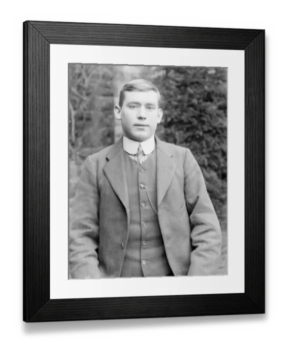 Framed Print : Young man in a garden, Mid Wales Framed Print : Young man in a garden, Mid Wales