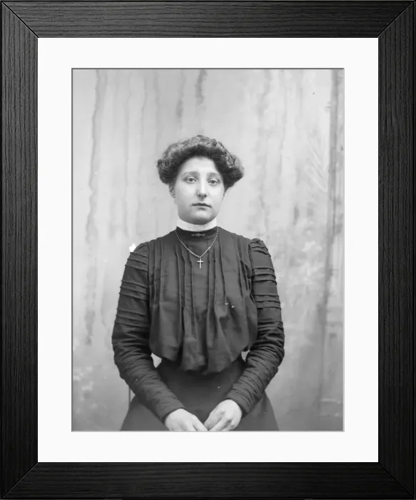 Framed Print : Pastors wife in studio photo, Mid Wales Framed Print : Pastors wife in studio photo, Mid Wales