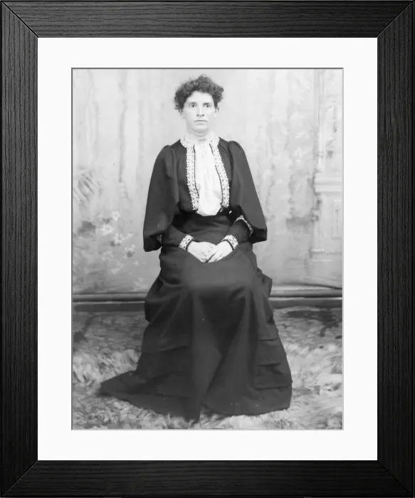 Framed Print : Edwardian woman in studio photo, Mid Wales Framed Print : Edwardian woman in studio photo, Mid Wales