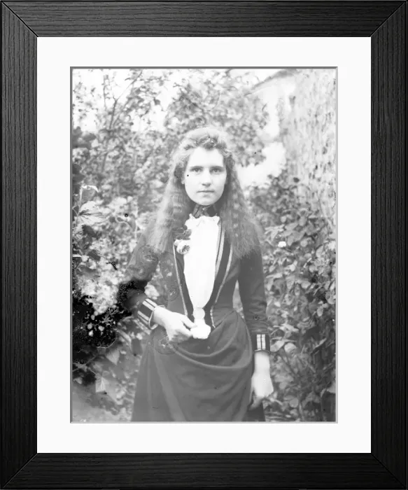Framed Print : Young Edwardian woman in a garden, Mid Wales Framed Print : Young Edwardian woman in a garden, Mid Wales