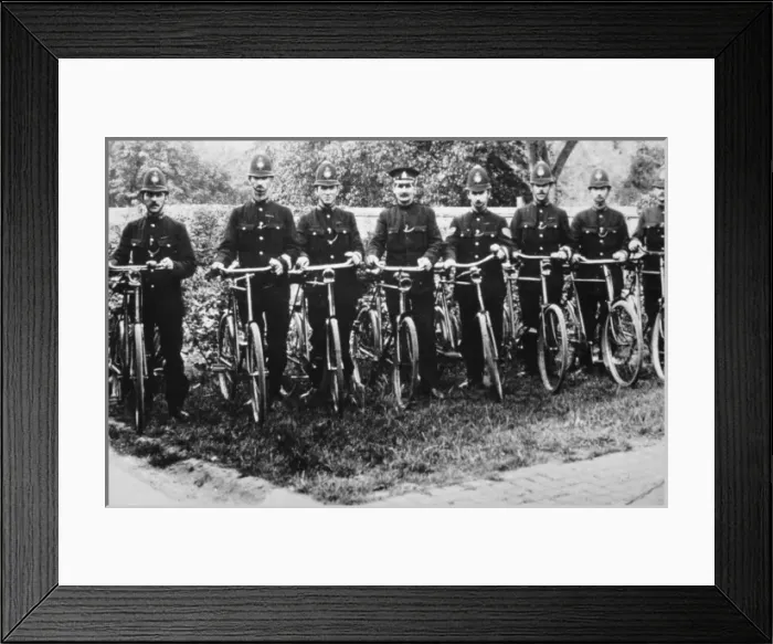 Framed Print : Policemen with their bicycles Framed Print : Policemen with their bicycles
