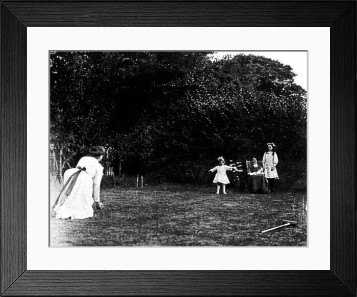 Framed Print : Malby family at leisure in their garden Framed Print : Malby family at leisure in their garden