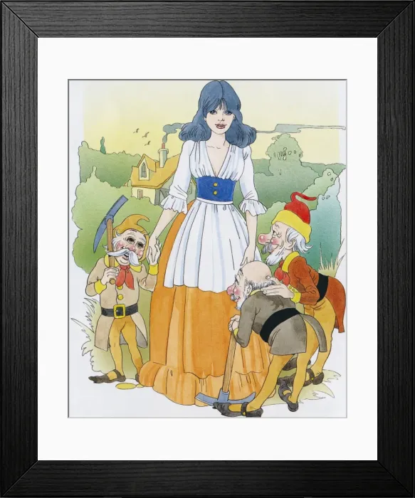 Framed Print : Snow White and three of the Seven Dwarfs Framed Print : Snow White and three of the Seven Dwarfs