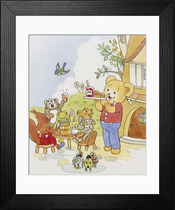Framed Print : Tea party for a bear and his friends Framed Print : Tea party for a bear and his friends