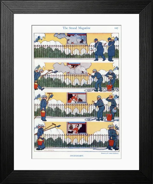 Framed Print : Incendiary by W. Heath Robinson Framed Print : Incendiary by W. Heath Robinson
