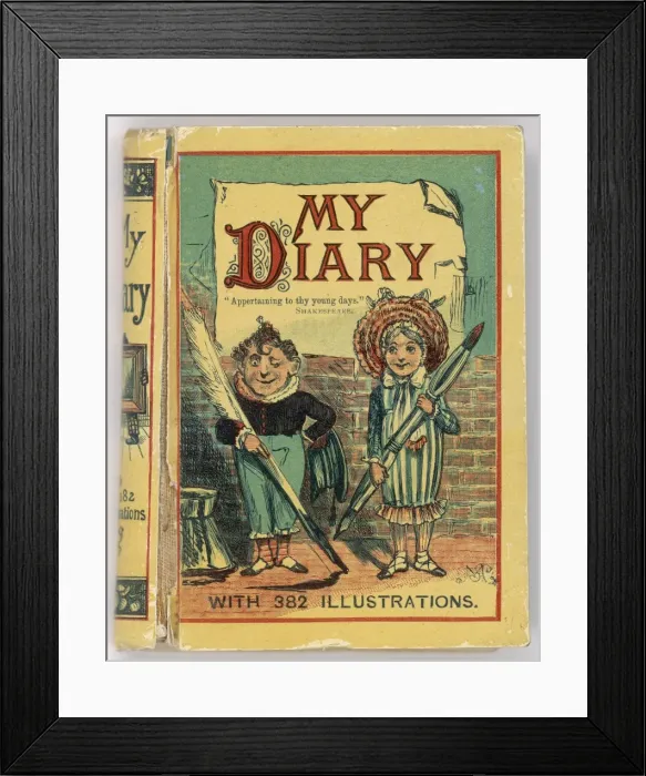 Framed Print : Front cover of a Victorian childrens diary Framed Print : Front cover of a Victorian childrens diary
