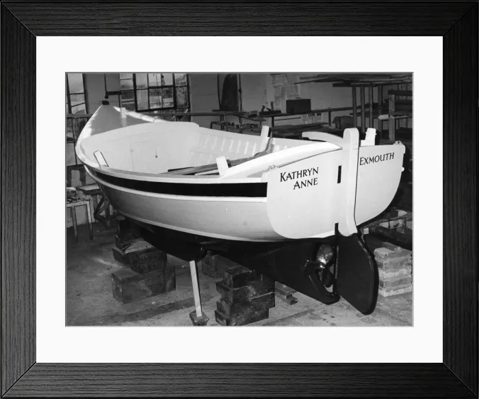 Framed Print : Rowing boat, the Kathryn Anne, in a boatbuilders workshop Framed Print : Rowing boat, the Kathryn Anne, in a boatbuilders workshop