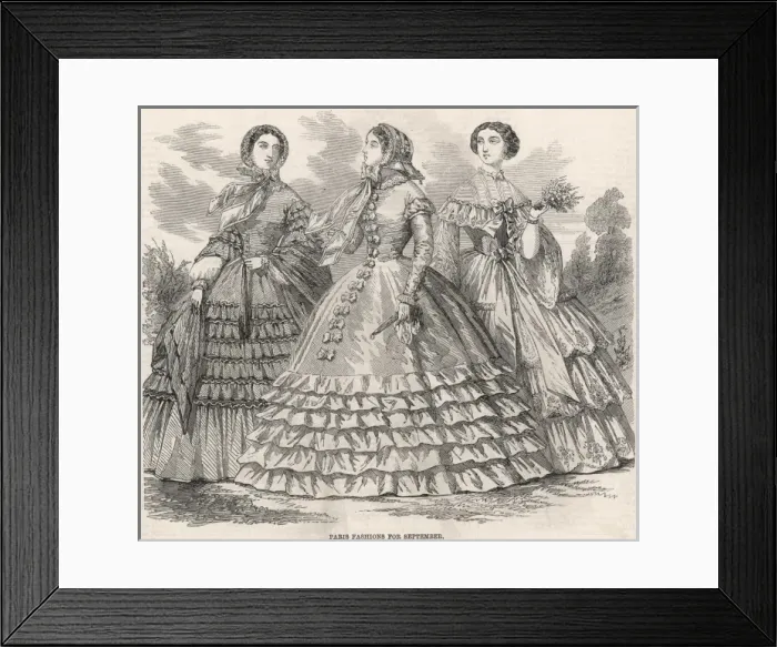 Framed Print : Paris Fashions for September 1859