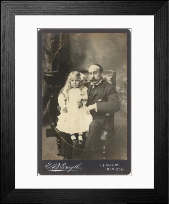 Framed Print : Edwardian man with a little girl in a white dress Framed Print : Edwardian man with a little girl in a white dress