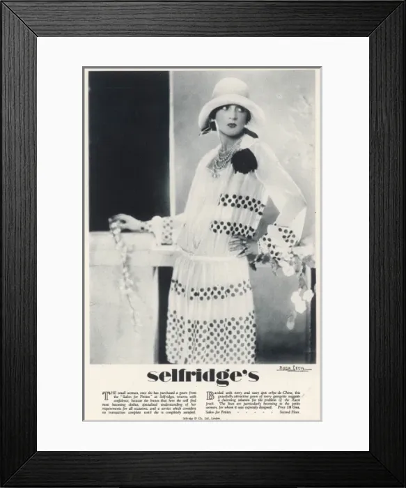 Framed Print : Petite woman in a summer dress from Selfridge s Framed Print : Petite woman in a summer dress from Selfridge s