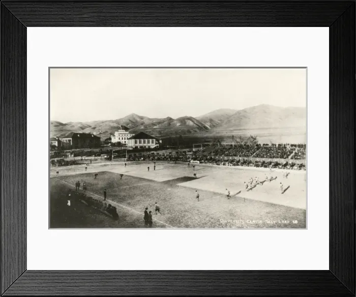 Framed Print : Students playing American football, University Campus Framed Print : Students playing American football, University Campus