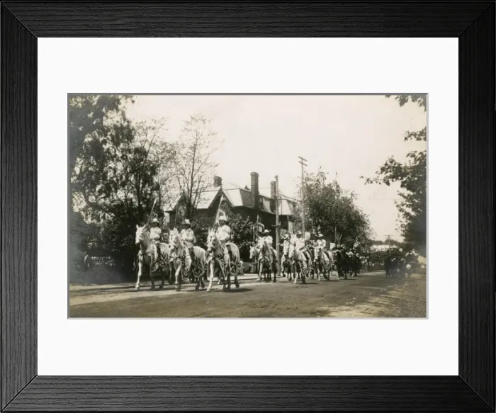 Framed Print : Circus horses parrading though the streets, America Framed Print : Circus horses parrading though the streets, America