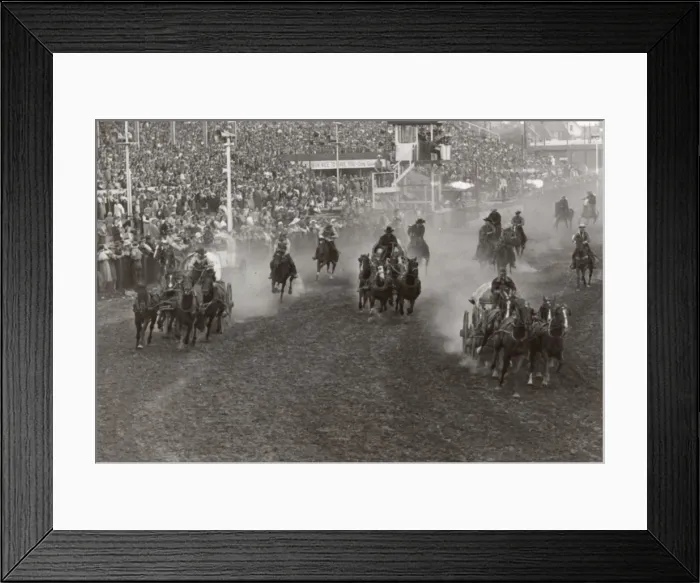 Framed Print : Wagon Raceing at a rodeo Framed Print : Wagon Raceing at a rodeo