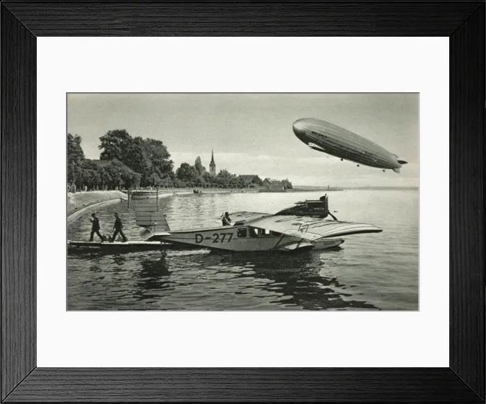 Framed Print : A Graf Zeppelin and a flying boat, Konstanz, D- 277 Framed Print : A Graf Zeppelin and a flying boat, Konstanz, D- 277