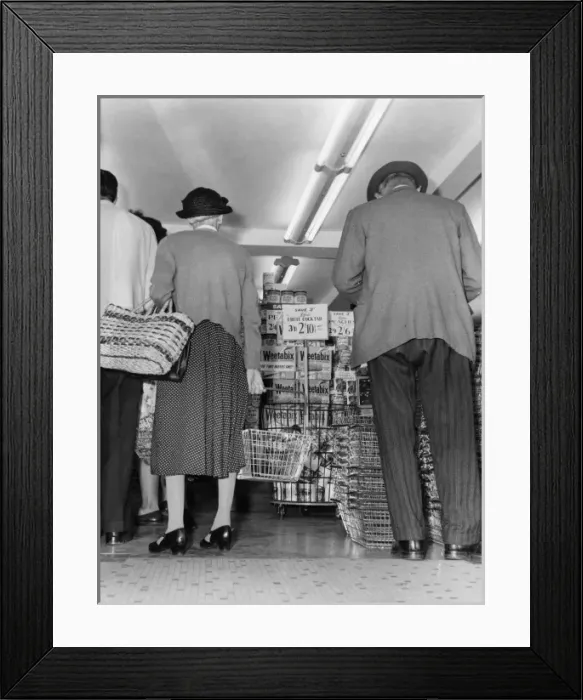 Framed Print : Shoppers at a Grocery Store Framed Print : Shoppers at a Grocery Store