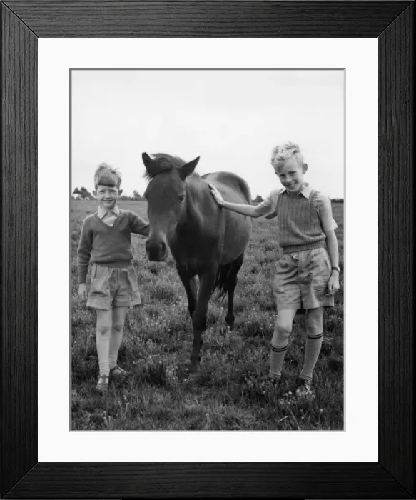 Framed Print : Young boys with a Moorland Pony Framed Print : Young boys with a Moorland Pony