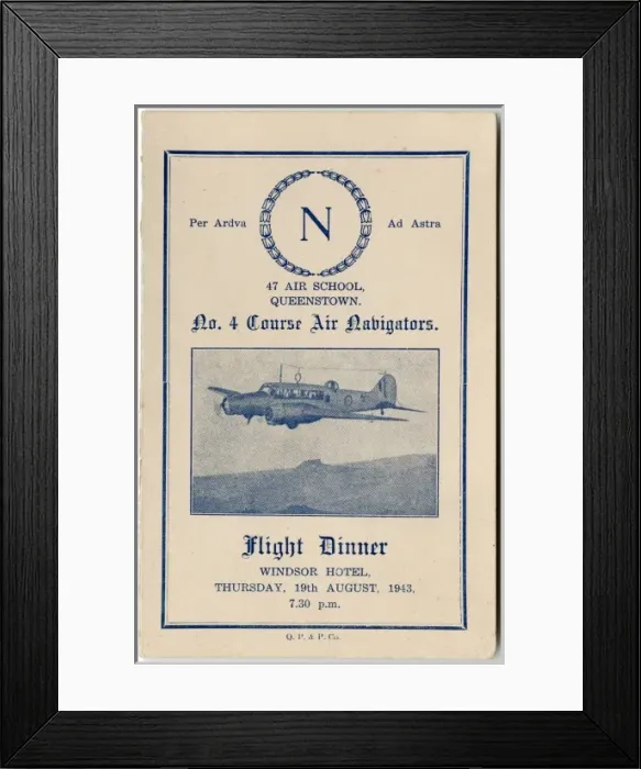 Framed Print : Flight Dinner menu card for 47 Air School Framed Print : Flight Dinner menu card for 47 Air School