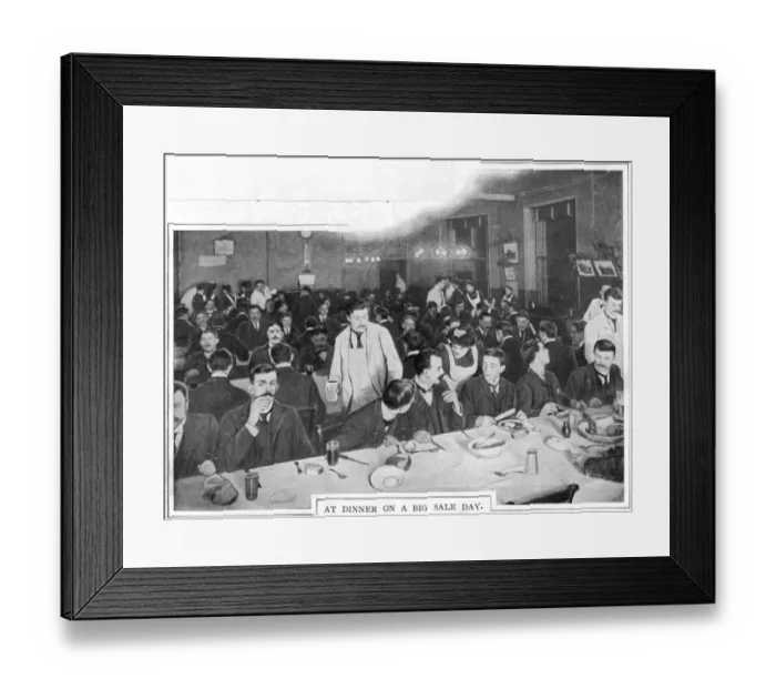 Framed Print : At dinner on a big sale day Framed Print : At dinner on a big sale day