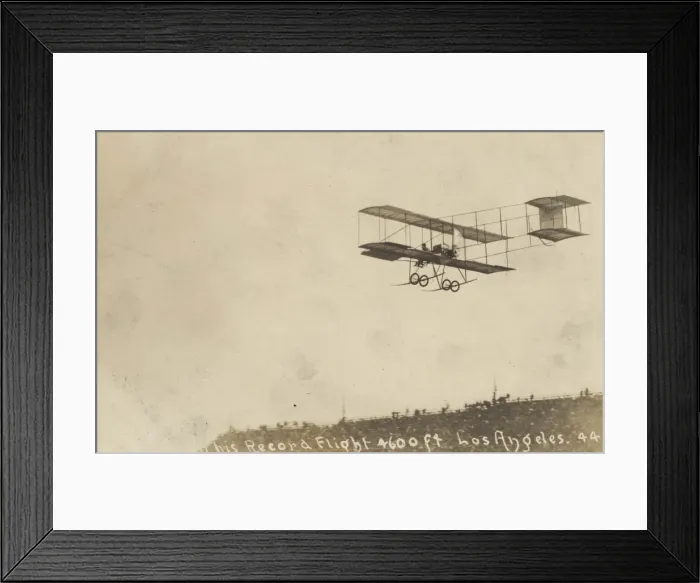 Framed Print : Henrey Farmans biplane attains a height record of 3966 ft Framed Print : Henrey Farmans biplane attains a height record of 3966 ft
