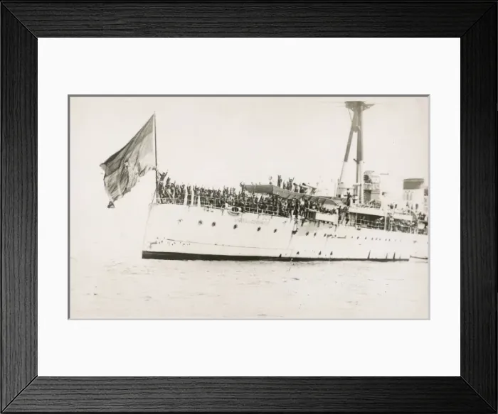 Framed Print : Spanish Cruiser Miguel De Cervantes before being bombed