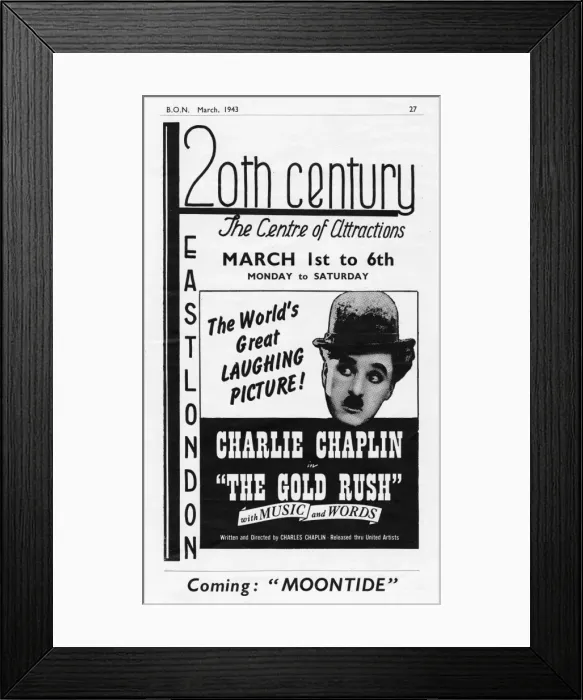 Framed Print : Advert for Chaplin in The Gold Rush Framed Print : Advert for Chaplin in The Gold Rush