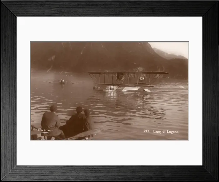 Framed Print : A flying boat in Switzerland or Italy Framed Print : A flying boat in Switzerland or Italy