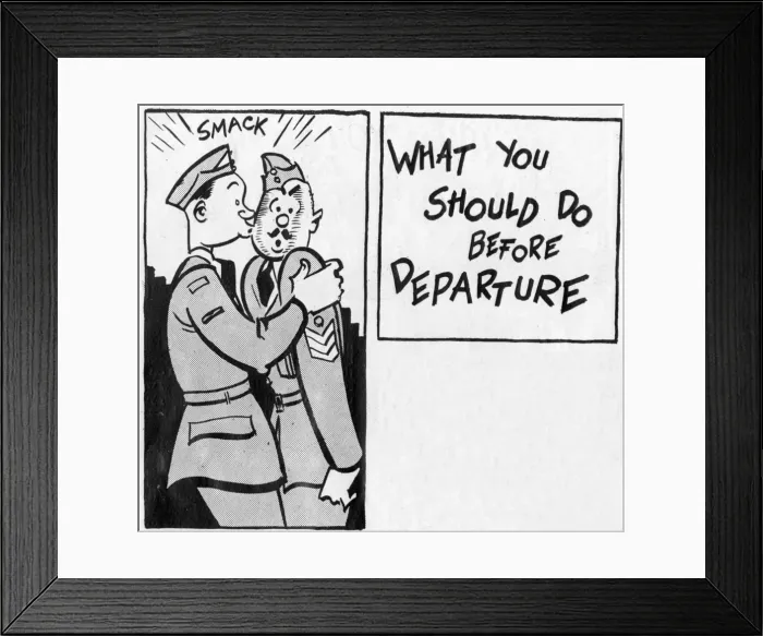 Framed Print : RAF cadet kissing sergeant Framed Print : RAF cadet kissing sergeant