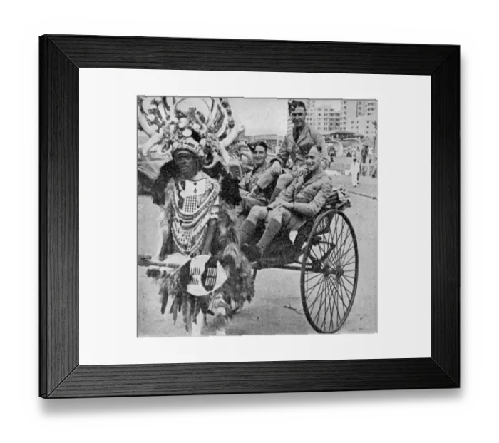 Framed Print : Ricksha with British RAF cadets Framed Print : Ricksha with British RAF cadets