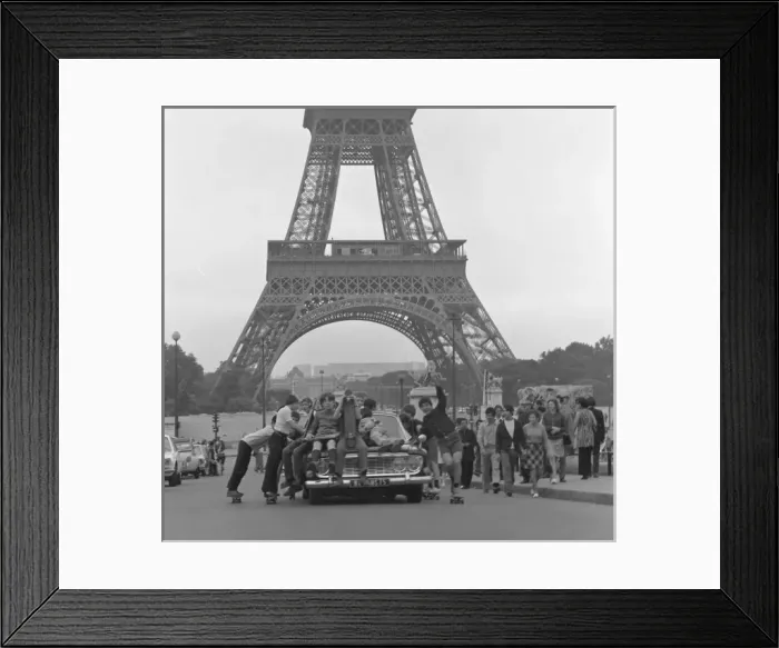 Framed Print : Boys riding on top of a car - Paris Framed Print : Boys riding on top of a car - Paris