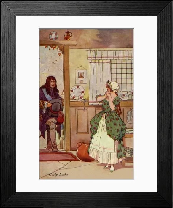 Framed Print : Black. Curly Locks. Charles Folkard. c. 1923. jpg Framed Print : Black. Curly Locks. Charles Folkard. c. 1923. jpg