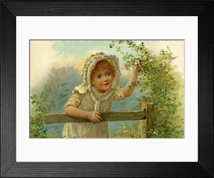 Framed Print : Nister. Girl picking flowers. Harriet Bennett. c. 1900. jpg Framed Print : Nister. Girl picking flowers. Harriet Bennett. c. 1900. jpg